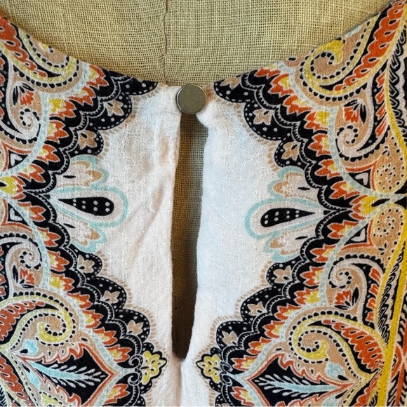 VERSE Sleeveless Boho Halter Tank Top Paisley Print Butter Yellow Sz Large - Picture 4 of 7